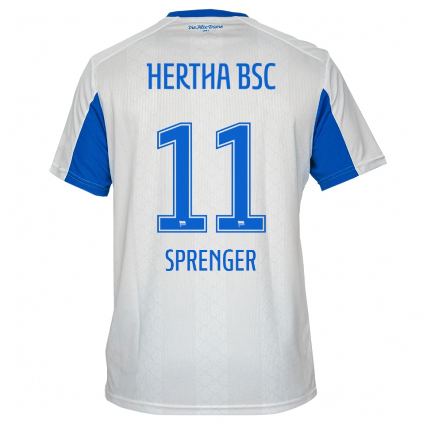 ילדים Tiago Sprenger #11 לבן כחול הרחק ג'רזי 2025/26 חולצה קצרה
