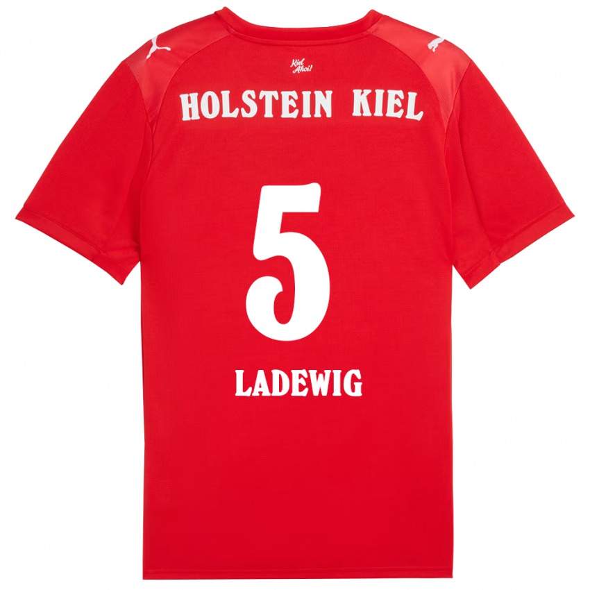 ילדים Lönne Ladewig #5 אדום כחול הרחק ג'רזי 2025/26 חולצה קצרה