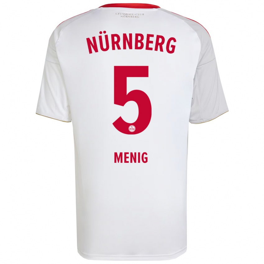 ילדים Fabian Menig #5 לבן אדום הרחק ג'רזי 2025/26 חולצה קצרה