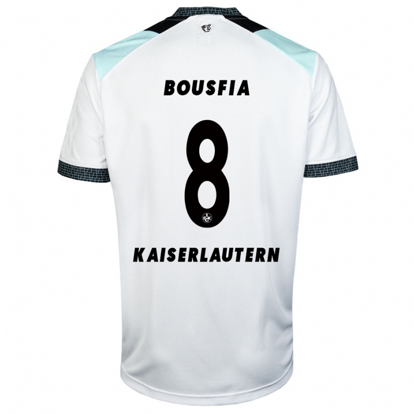 ילדים Sami Bousfia #8 לבן שחור הרחק ג'רזי 2025/26 חולצה קצרה