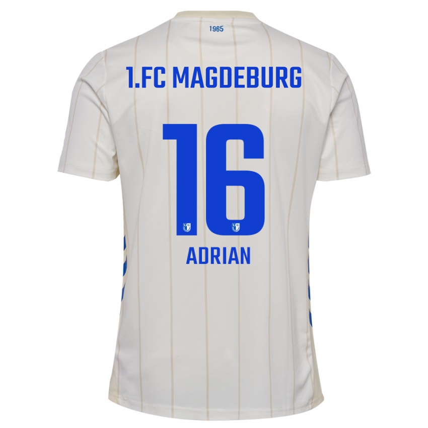 ילדים Max Adrian #16 לבן כחול הרחק ג'רזי 2025/26 חולצה קצרה