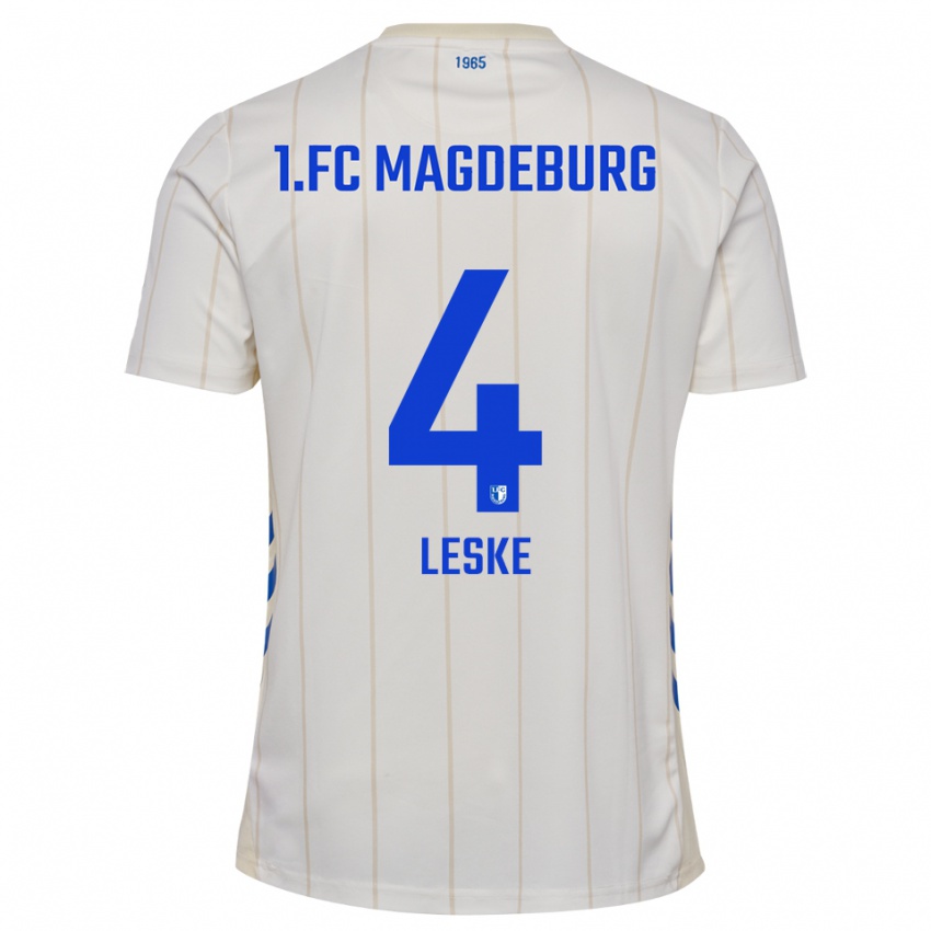 ילדים Jona Leske #4 לבן כחול הרחק ג'רזי 2025/26 חולצה קצרה