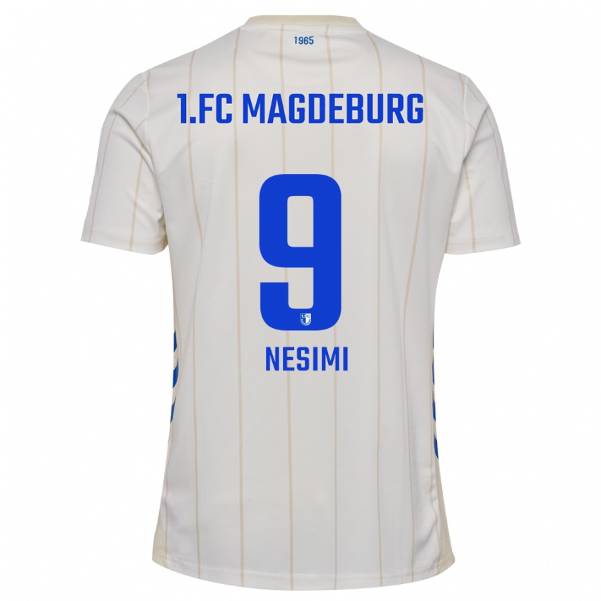 ילדים Denisa Nesimi #9 לבן כחול הרחק ג'רזי 2025/26 חולצה קצרה