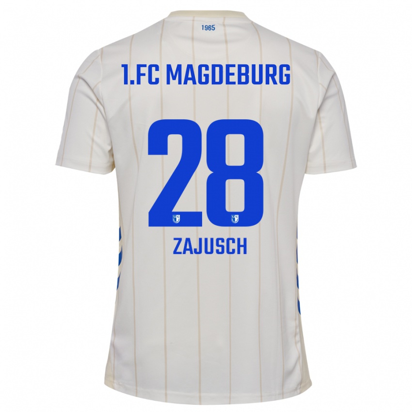 ילדים Marcel Zajusch #28 לבן כחול הרחק ג'רזי 2025/26 חולצה קצרה