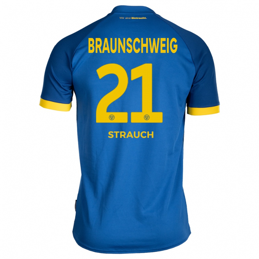 ילדים אמיל שטראוך #21 כחול רויאל צהוב הרחק ג'רזי 2025/26 חולצה קצרה