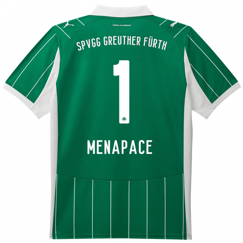 ילדים Theo Menapace #1 ירוק לבן הרחק ג'רזי 2025/26 חולצה קצרה