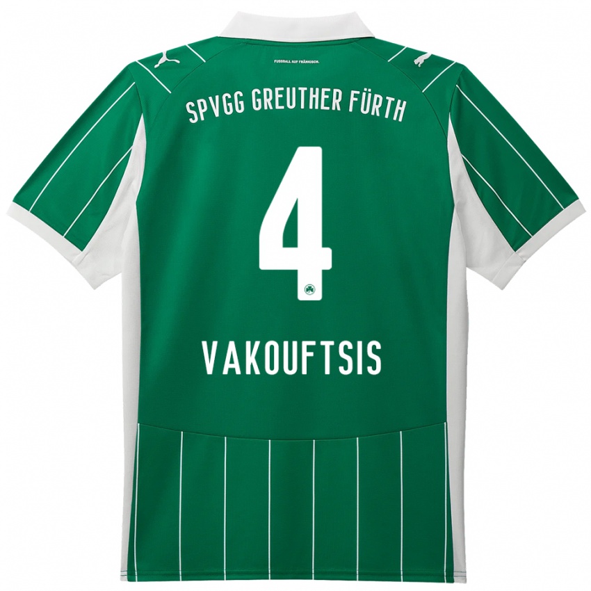 ילדים Nikolaos Vakouftsis #4 ירוק לבן הרחק ג'רזי 2025/26 חולצה קצרה