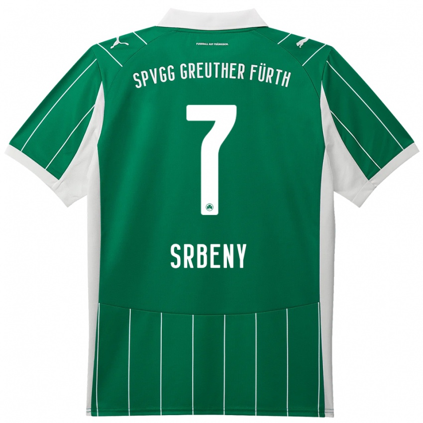 ילדים דניס סרבני #7 ירוק לבן הרחק ג'רזי 2025/26 חולצה קצרה