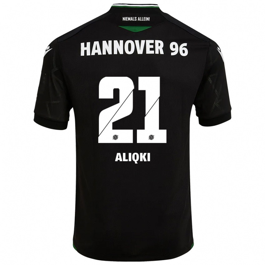 ילדים Florent Aliqki #21 שחור ירוק הרחק ג'רזי 2025/26 חולצה קצרה