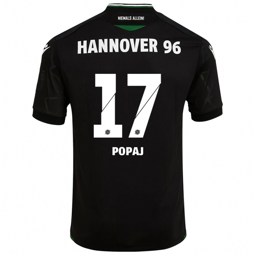 ילדים Erisa Popaj #17 שחור ירוק הרחק ג'רזי 2025/26 חולצה קצרה