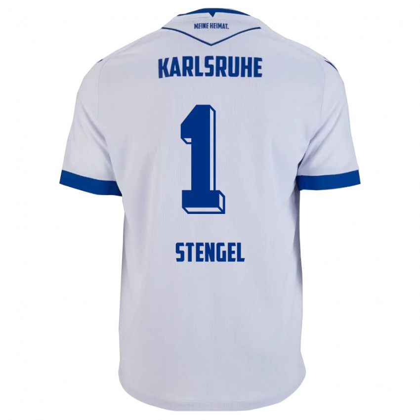 ילדים Konstantin Stengel #1 לבן כחול הרחק ג'רזי 2025/26 חולצה קצרה