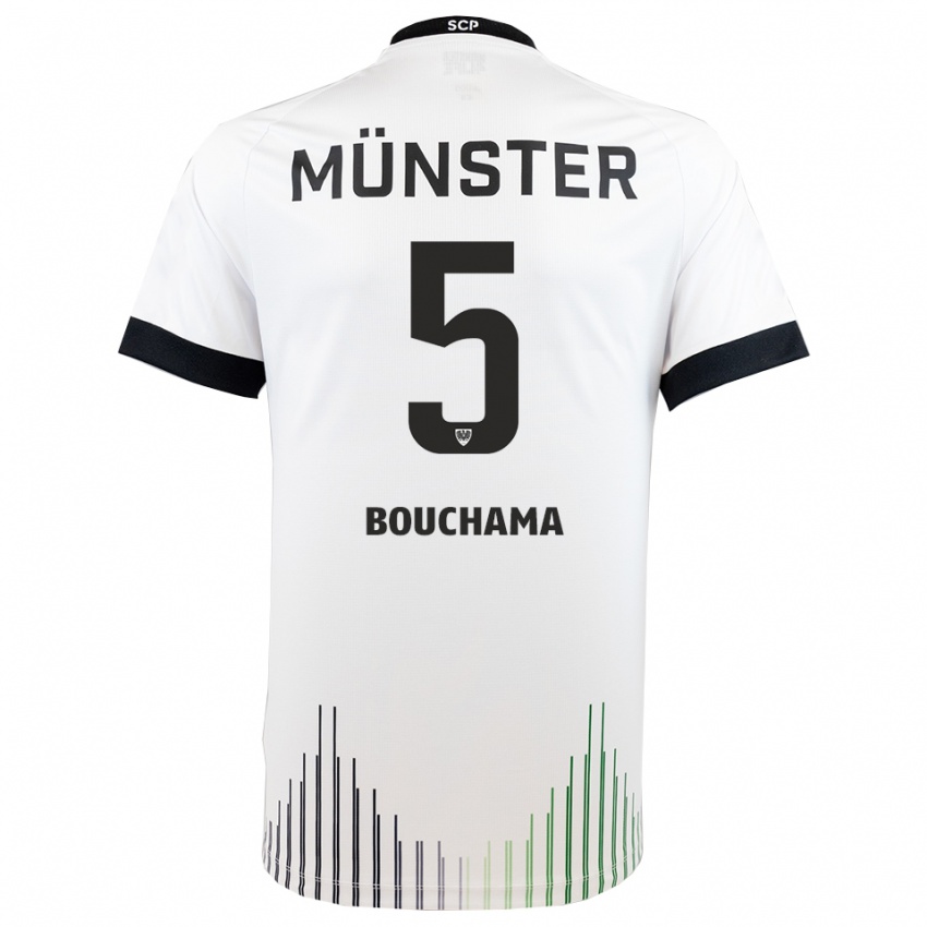 ילדים יאסין בוכאמה #5 לבן שחור הרחק ג'רזי 2025/26 חולצה קצרה