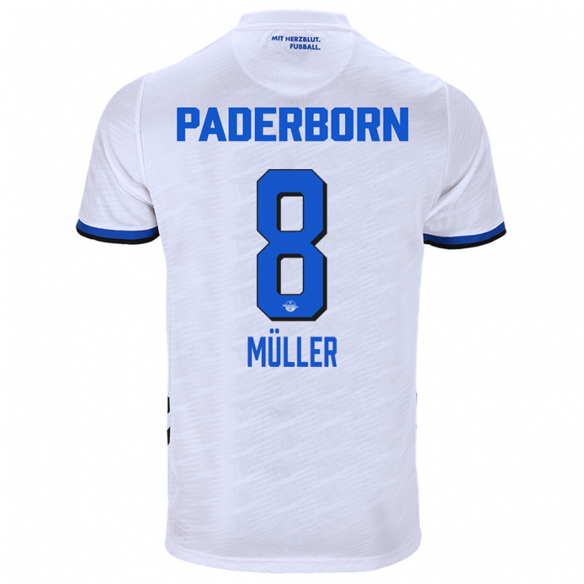 ילדים Carlos Müller #8 לבן כחול הרחק ג'רזי 2025/26 חולצה קצרה