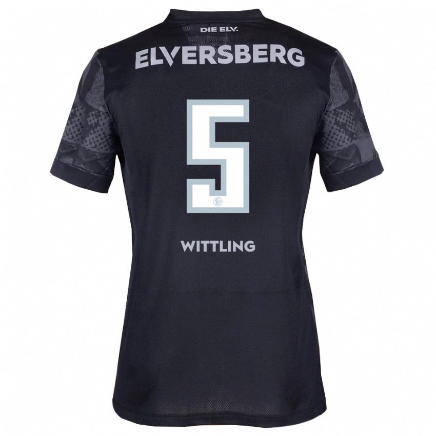 ילדים Emilia Wittling #5 שחור אפור הרחק ג'רזי 2025/26 חולצה קצרה