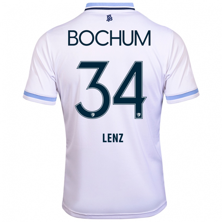 ילדים קאג׳טאן בנג׳מין לנץ #34 לבן תכלת הרחק ג'רזי 2025/26 חולצה קצרה