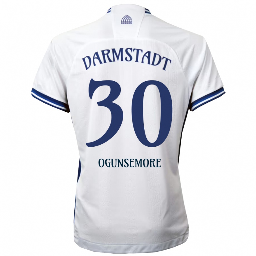 ילדים Malakai Ogunsemore #30 לבן כחול הרחק ג'רזי 2025/26 חולצה קצרה