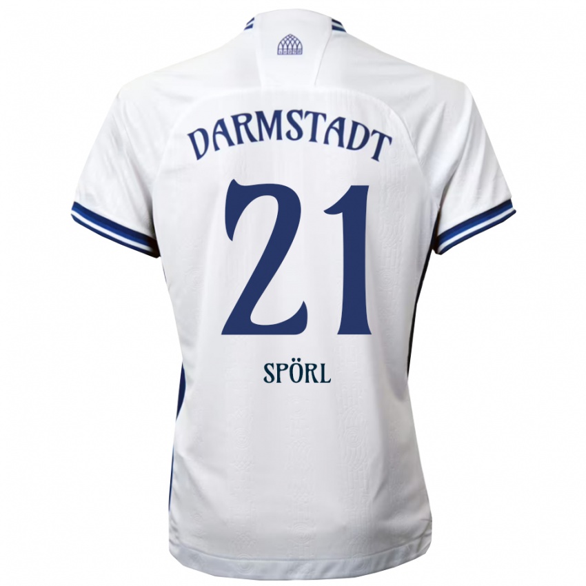 ילדים Luca Spörl #21 לבן כחול הרחק ג'רזי 2025/26 חולצה קצרה
