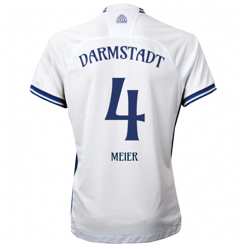 ילדים Mark Meier #4 לבן כחול הרחק ג'רזי 2025/26 חולצה קצרה