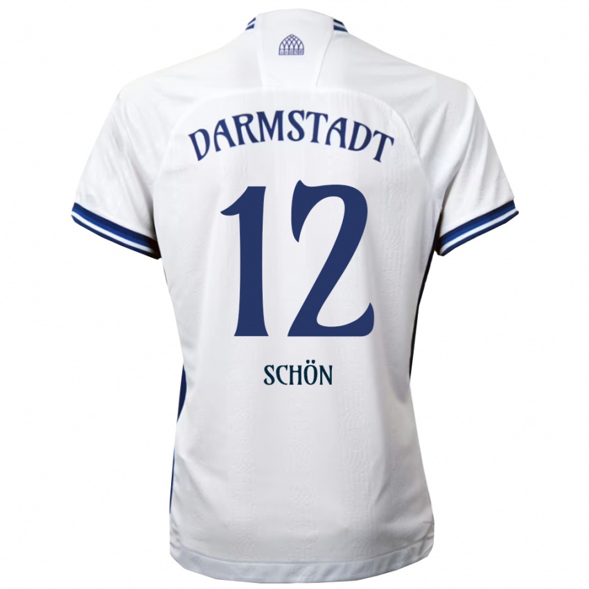 ילדים Lars Schön #12 לבן כחול הרחק ג'רזי 2025/26 חולצה קצרה