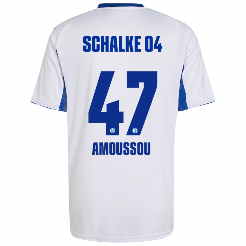 ילדים Zaid Amoussou #47 לבן כחול הרחק ג'רזי 2025/26 חולצה קצרה