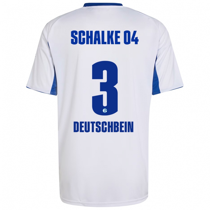 ילדים Lasse Deutschbein #3 לבן כחול הרחק ג'רזי 2025/26 חולצה קצרה