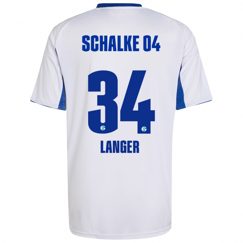 ילדים Michael Langer #34 לבן כחול הרחק ג'רזי 2025/26 חולצה קצרה