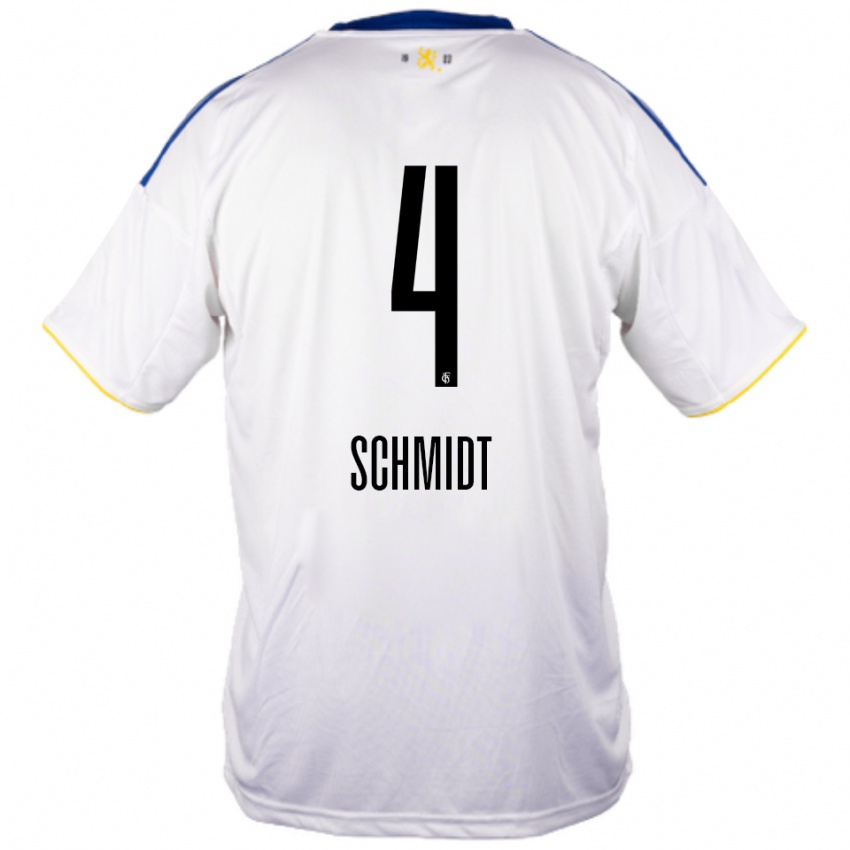 ילדים Louis Schmidt #4 לבן כחול צהוב הרחק ג'רזי 2025/26 חולצה קצרה