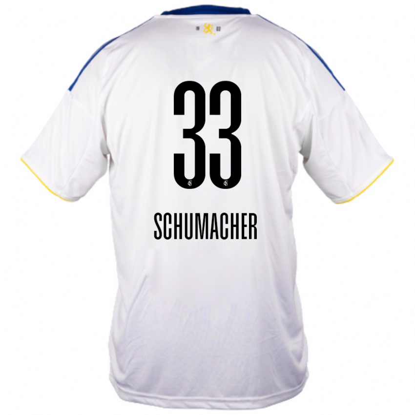 ילדים טיל שומאכר #33 לבן כחול צהוב הרחק ג'רזי 2025/26 חולצה קצרה