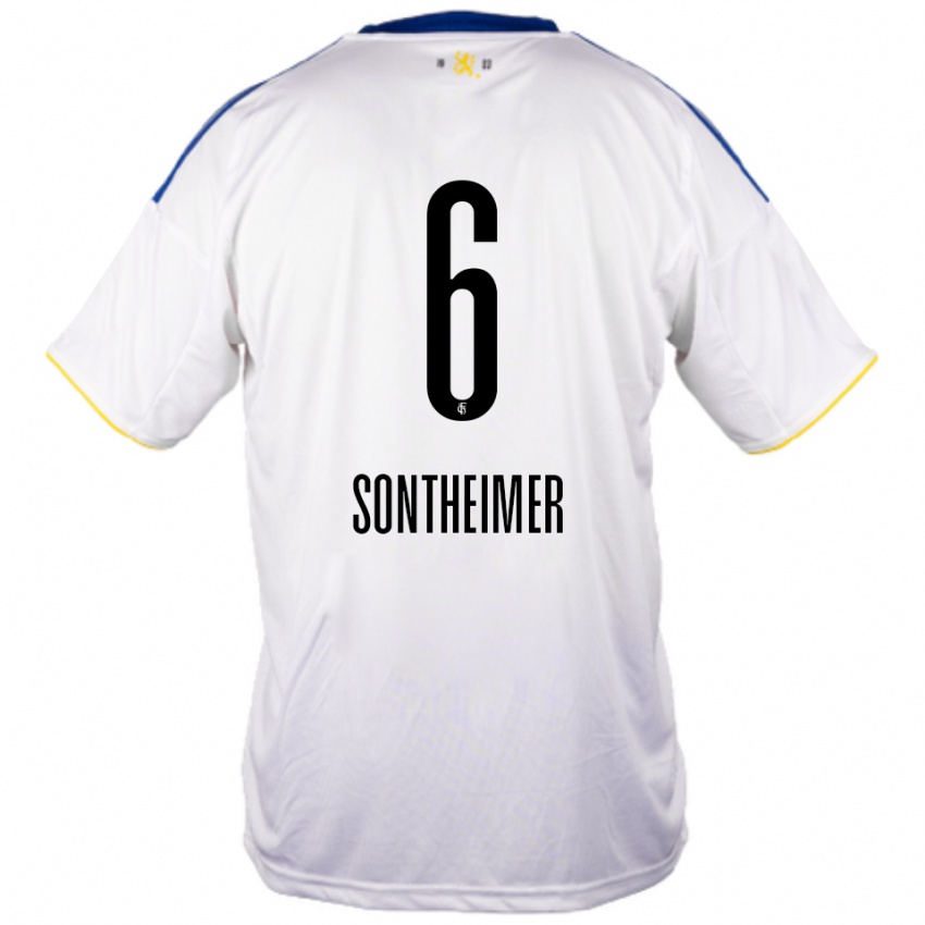 ילדים פטריק זונטהיימר #6 לבן כחול צהוב הרחק ג'רזי 2025/26 חולצה קצרה