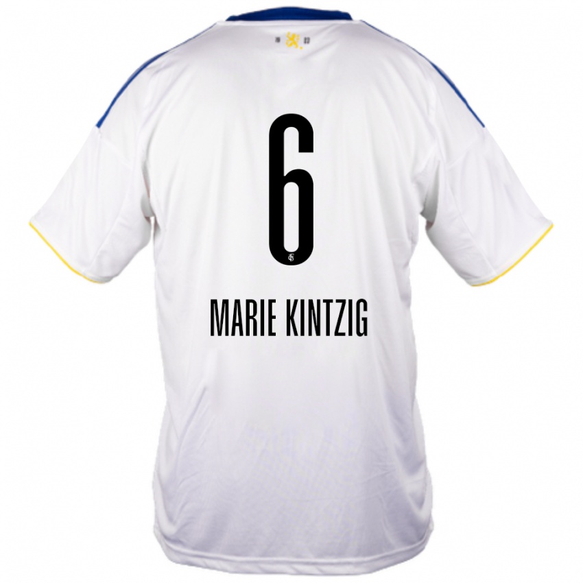 ילדים Lilly Marie Kintzig #6 לבן כחול צהוב הרחק ג'רזי 2025/26 חולצה קצרה