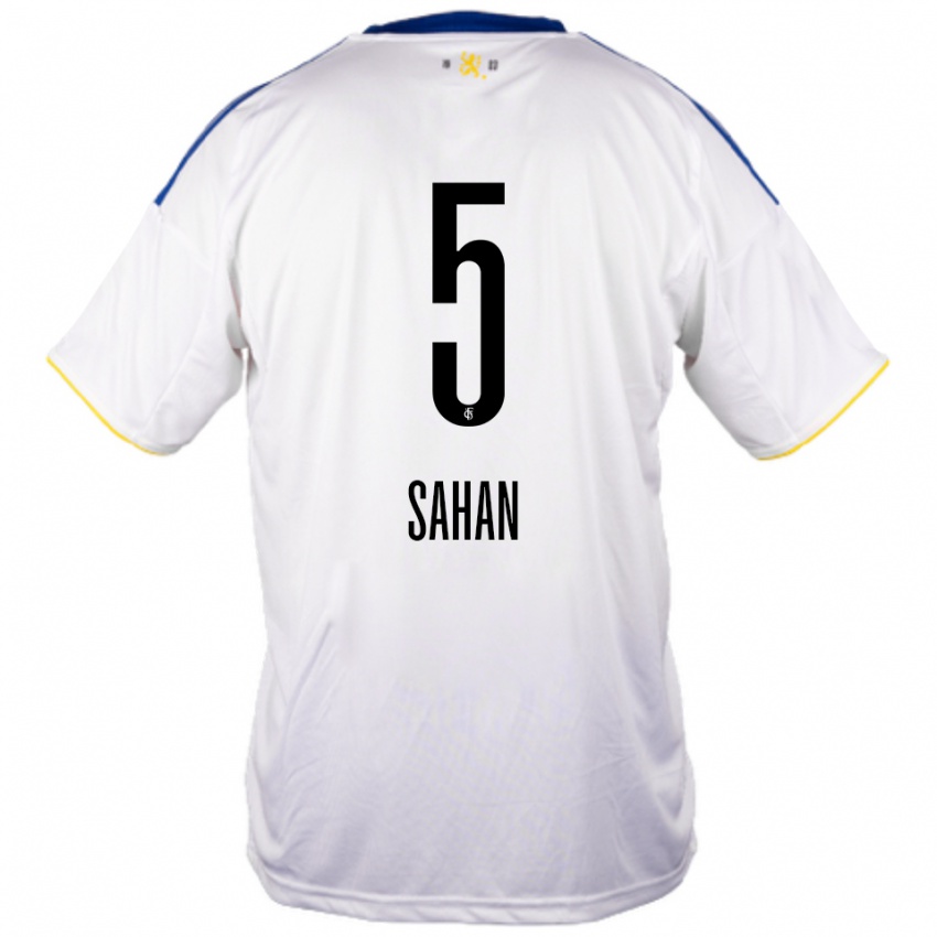 ילדים Vakkas Sahan #5 לבן כחול צהוב הרחק ג'רזי 2025/26 חולצה קצרה
