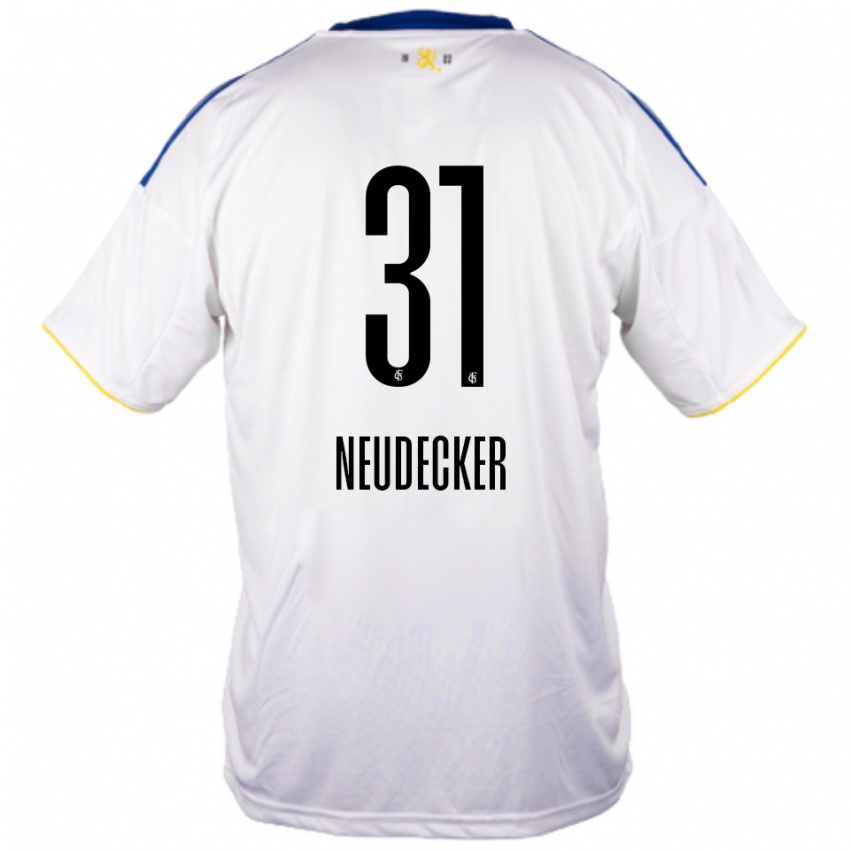 ילדים ריכרד נוידקר #31 לבן כחול צהוב הרחק ג'רזי 2025/26 חולצה קצרה