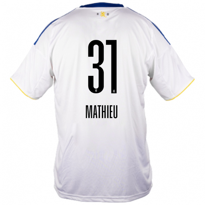 ילדים Sammy Mathieu #31 לבן כחול צהוב הרחק ג'רזי 2025/26 חולצה קצרה
