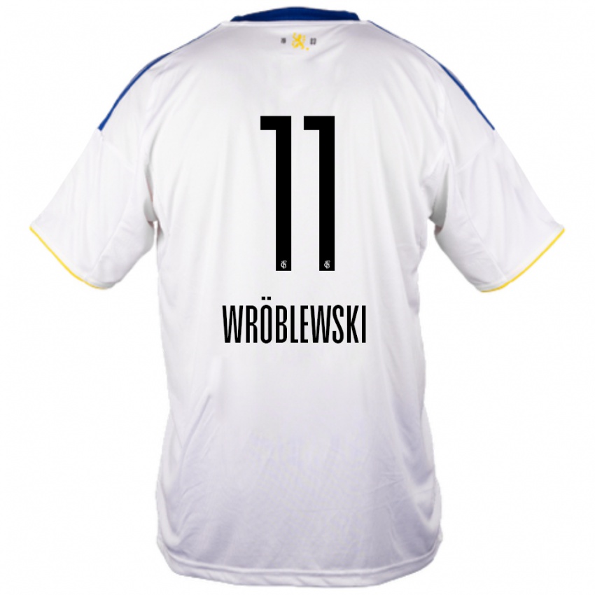 ילדים Lukas Wröblewski #11 לבן כחול צהוב הרחק ג'רזי 2025/26 חולצה קצרה