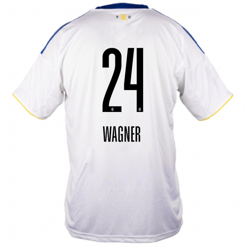 ילדים Emma Wagner #24 לבן כחול צהוב הרחק ג'רזי 2025/26 חולצה קצרה