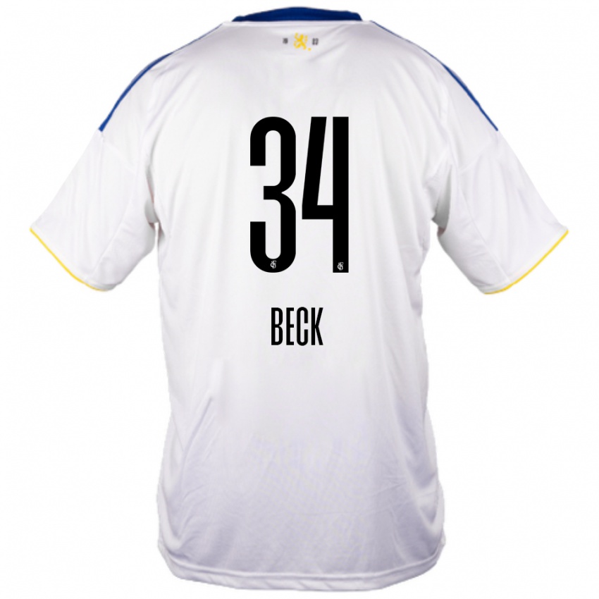 ילדים Luis Beck #34 לבן כחול צהוב הרחק ג'רזי 2025/26 חולצה קצרה