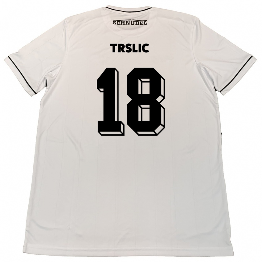 ילדים Luca Trslic #18 לבן שחור הרחק ג'רזי 2025/26 חולצה קצרה