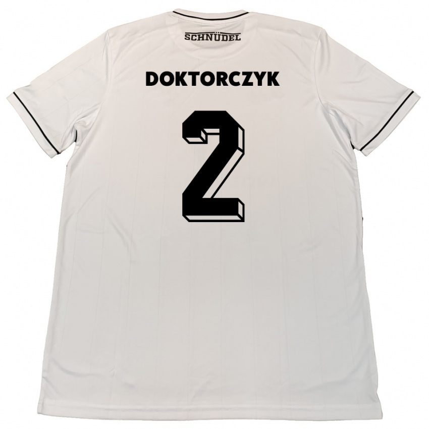 ילדים ניק דוקטורצ׳יק #2 לבן שחור הרחק ג'רזי 2025/26 חולצה קצרה