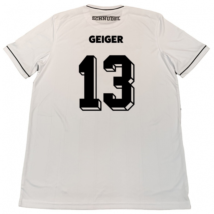 ילדים Luca Geiger #13 לבן שחור הרחק ג'רזי 2025/26 חולצה קצרה