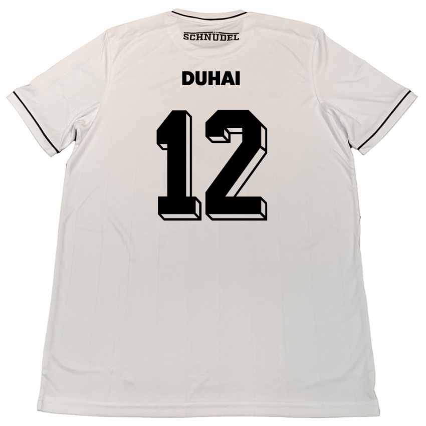 ילדים קונסטנטין דוהאי #12 לבן שחור הרחק ג'רזי 2025/26 חולצה קצרה