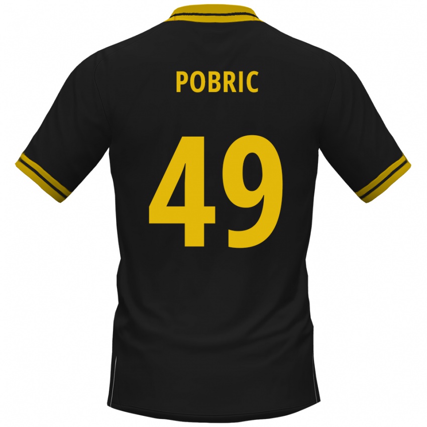 ילדים Mika Pobric #49 שחור צהוב הרחק ג'רזי 2025/26 חולצה קצרה