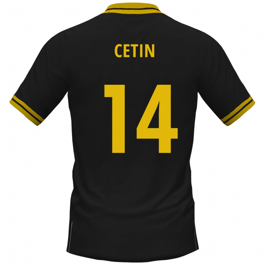 ילדים Mikail Cetin #14 שחור צהוב הרחק ג'רזי 2025/26 חולצה קצרה