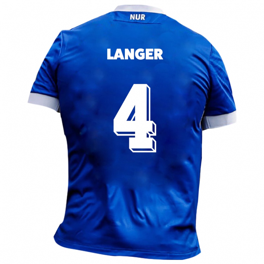 ילדים Phillip Langer #4 כחול לבן הרחק ג'רזי 2025/26 חולצה קצרה