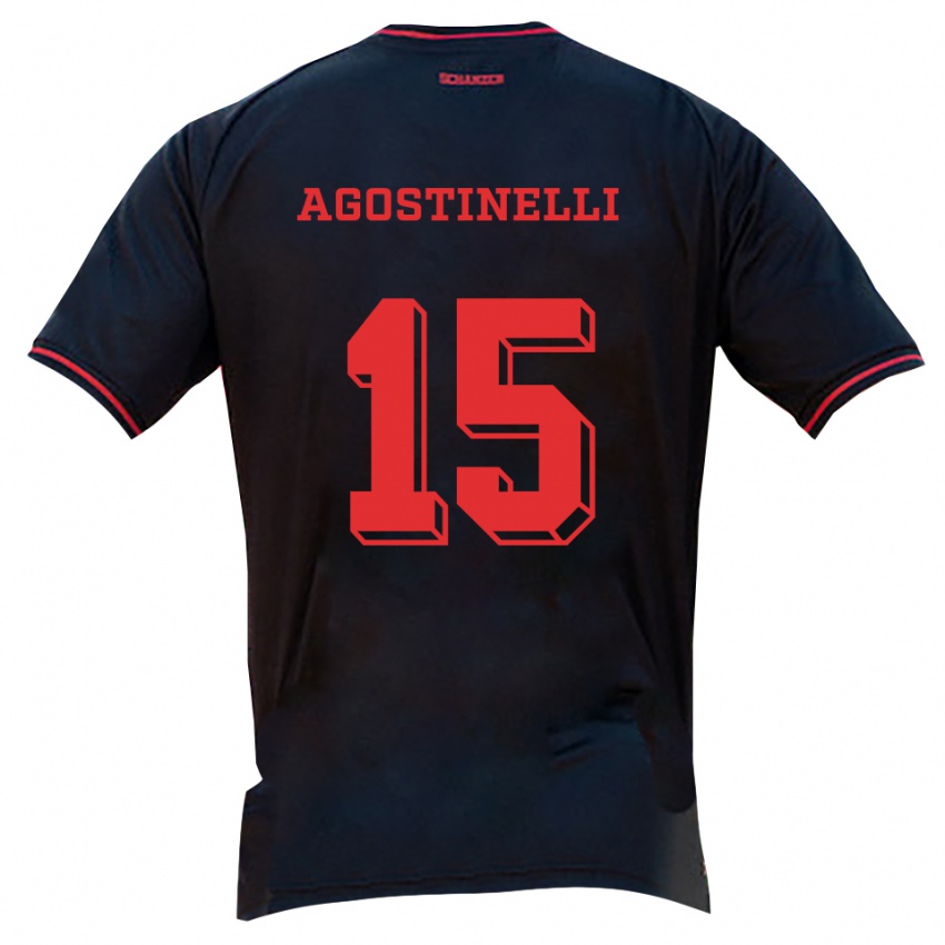 ילדים Massimo Agostinelli #15 שחור אדום לבן הרחק ג'רזי 2025/26 חולצה קצרה