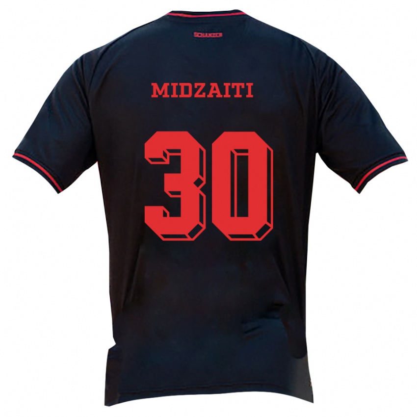 ילדים Luan Midzaiti #30 שחור אדום לבן הרחק ג'רזי 2025/26 חולצה קצרה