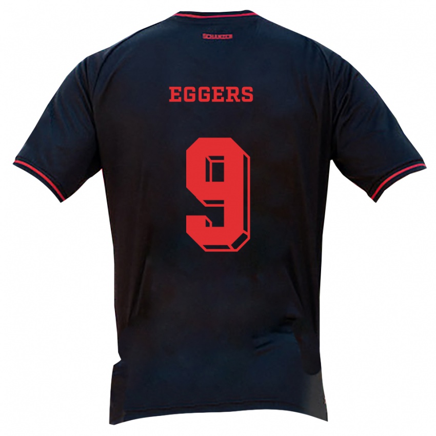 ילדים Milian Eggers #9 שחור אדום לבן הרחק ג'רזי 2025/26 חולצה קצרה