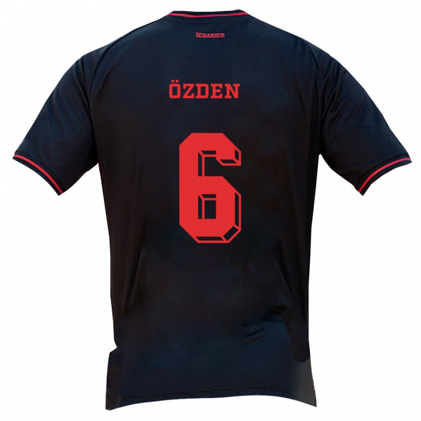 ילדים Mustafa Özden #6 שחור אדום לבן הרחק ג'רזי 2025/26 חולצה קצרה