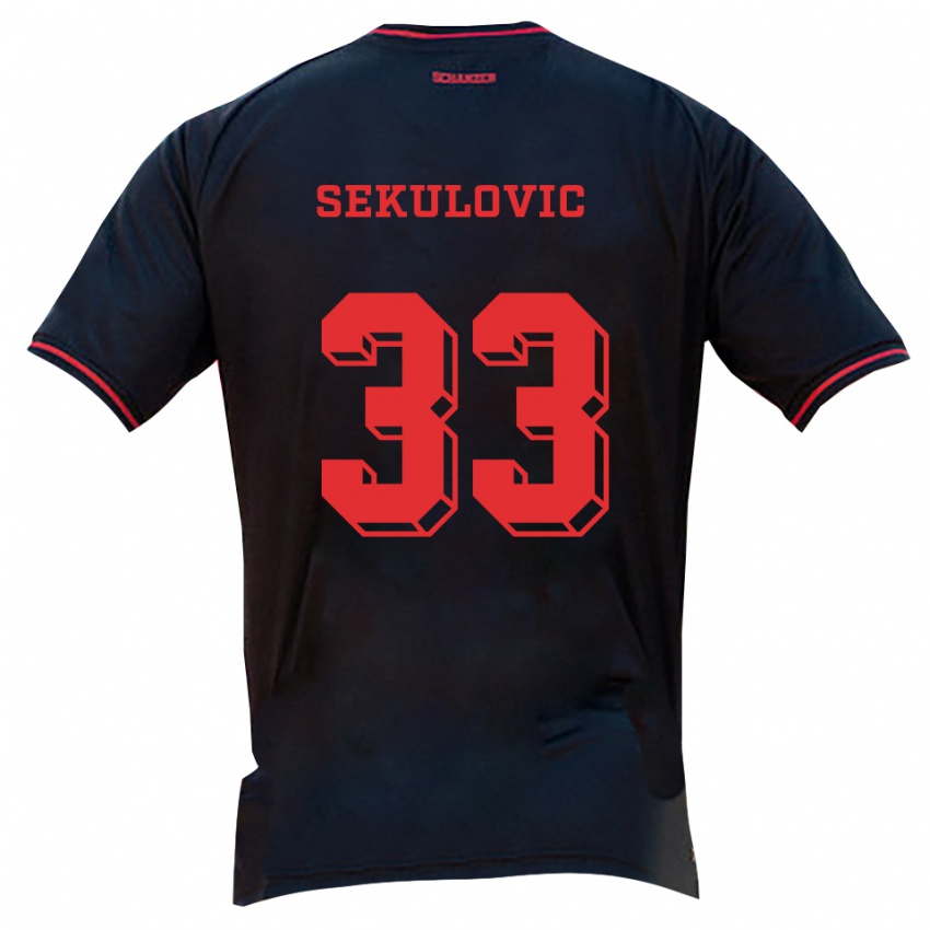 ילדים Davide-Danilo Sekulovic #33 שחור אדום לבן הרחק ג'רזי 2025/26 חולצה קצרה