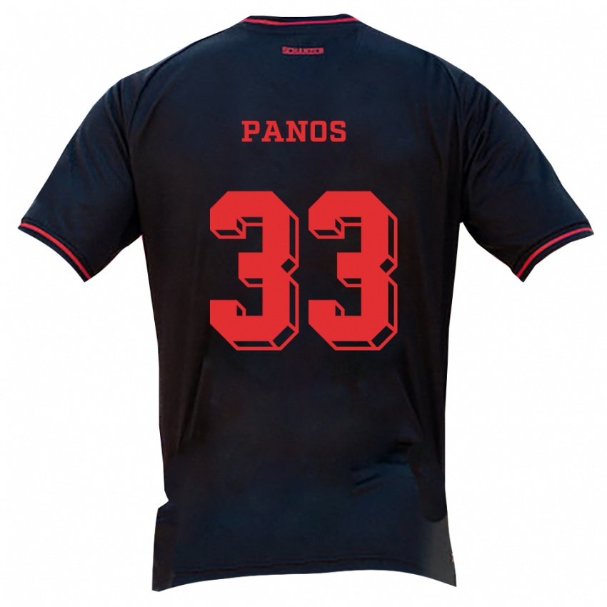 ילדים Nikos Panos #33 שחור אדום לבן הרחק ג'רזי 2025/26 חולצה קצרה