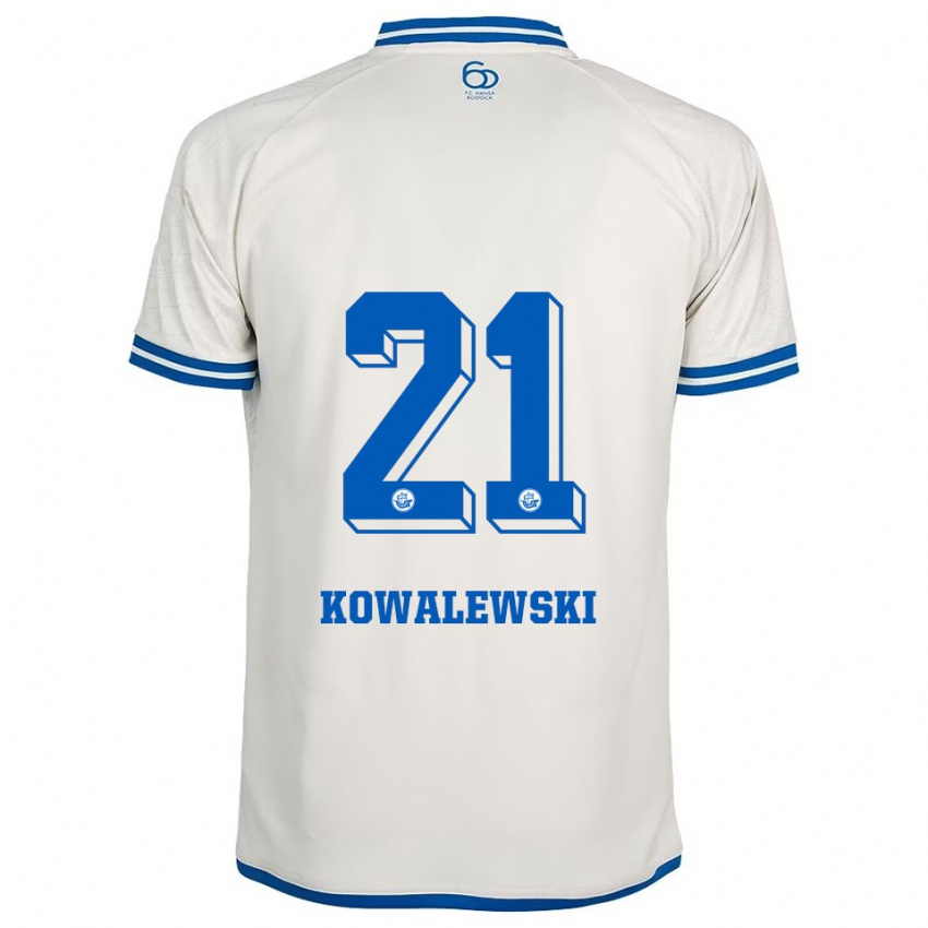 ילדים Oskar Kowalewski #21 לבן כחול הרחק ג'רזי 2025/26 חולצה קצרה